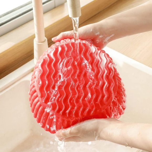 2 Piece Set BPA Free Silicone Baking or Air Fryer Pan Red Round - Picture 7 of 7